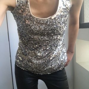 Kate Spade - Sequin Tank Top  with Silk Back - XS